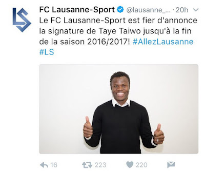 Photogist: Taye Taiwo Joins Swiss Club