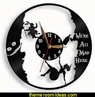 Alice down the rabbit hole clock. Alice in Wonderland bedroom decor - Alice in wonderland themed rooms - design an Alice in Wonderland Bedroom - Alice in Wonderland bedroom ideas - Alice in Wonderland bedding - Alice in Wonderlnd wall decals - Alice in Wonderland wall murals - alice in wonderland wallpaper mural - tea party theme - alice in wonderland bedroom furniture Alice down the rabbit hole clock.
