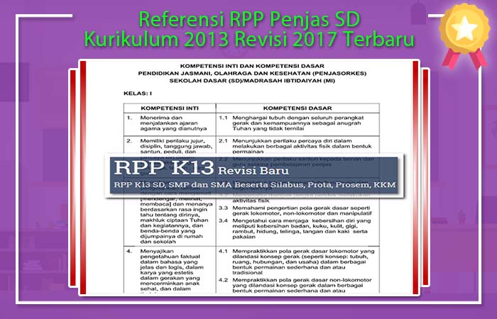Referensi RPP Penjas SD Kurikulum 2013 Revisi 2017 Terbaru Pemetaan KD PJOK SD Kurikulum 2013 Revisi 2017