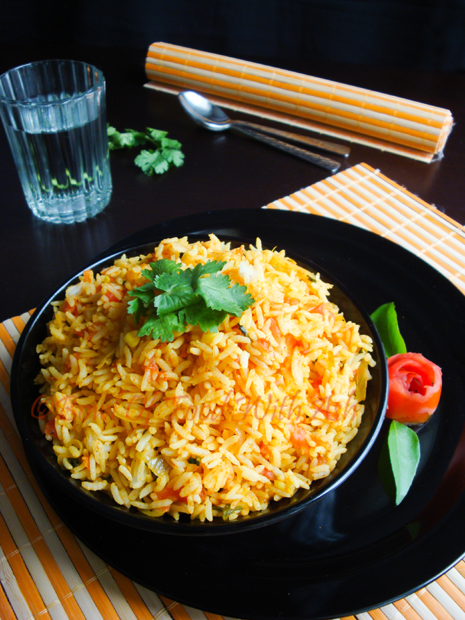 Bowl Of Food With Ash Tomato Rice Recipe How To Make South Indian