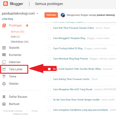 cara memasang widget Blog cara pasang widget Blog