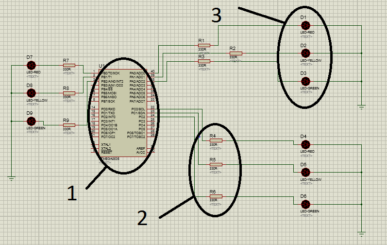 Simulasi traffic light menggunakan ATMEGA8535