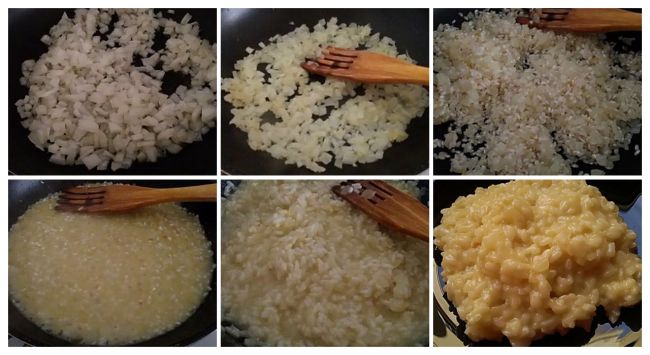 Preparación del risotto al parmesano