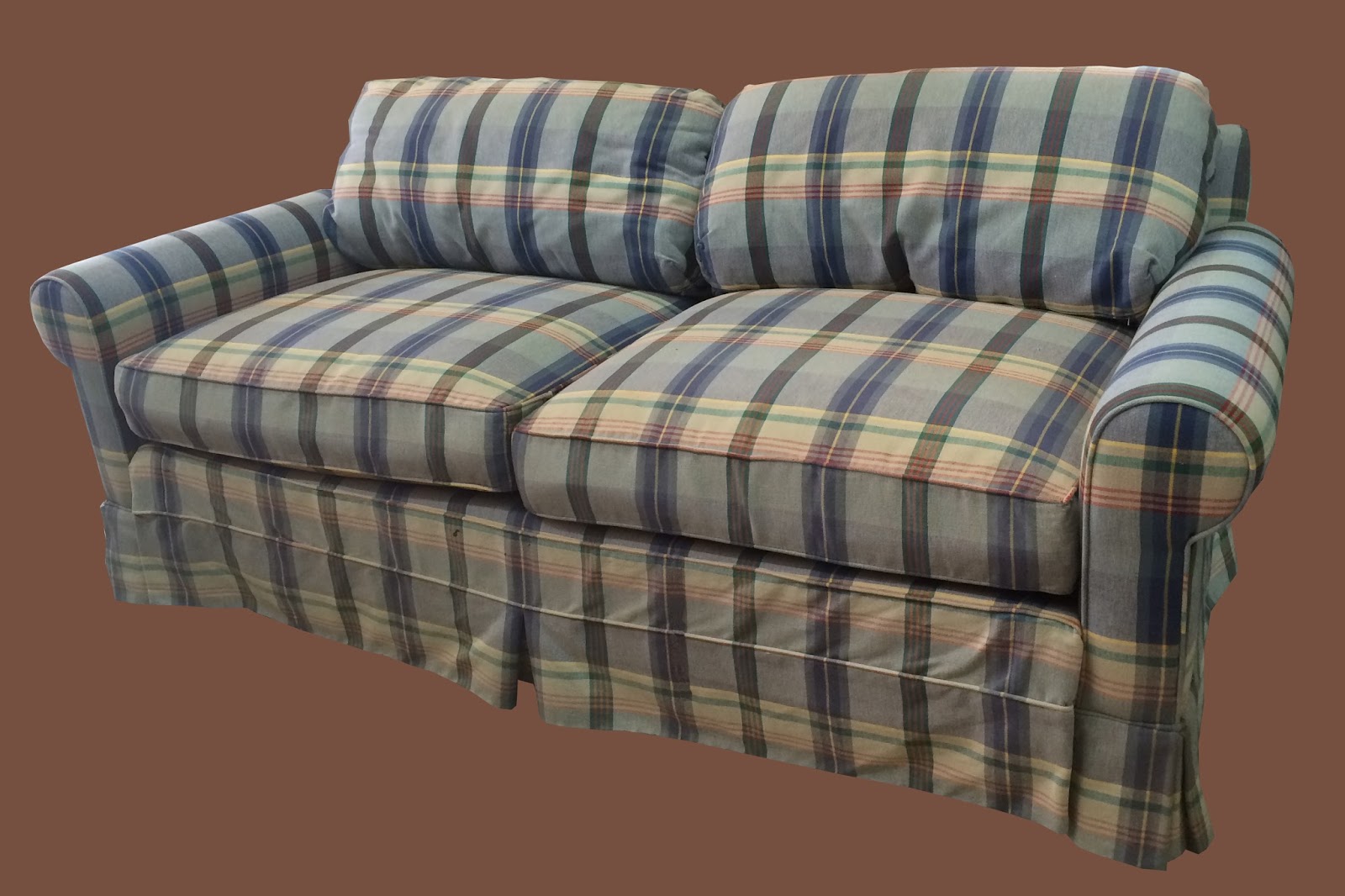 Uhuru Furniture & Collectibles Blue Plaid Loveseat 125 SOLD