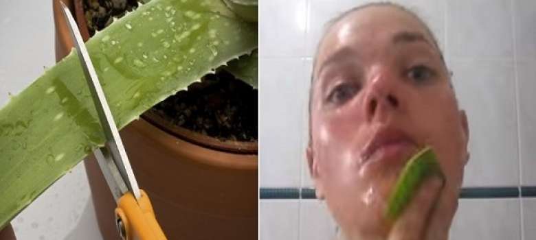 Aloe Vera On Her Face