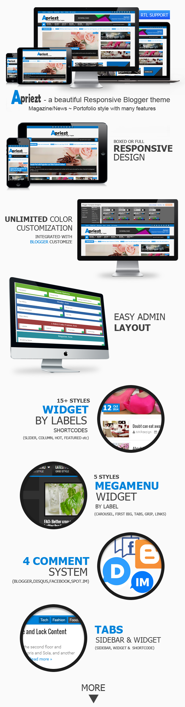 Apriezt Responsive Blogger Theme Features