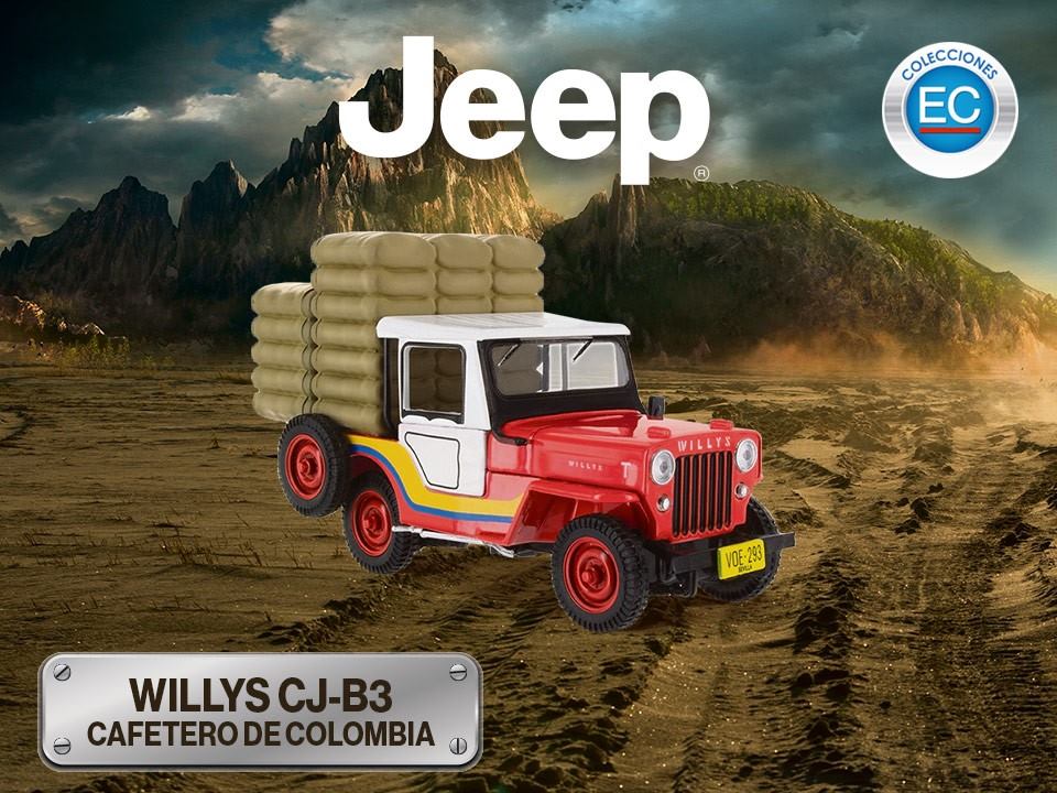coleccion jeep 1:43, jeep willys cj-3b cafetero de colombia 1:43