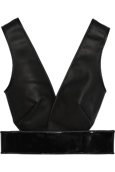 DION LEE Open-back leather and faux patent-leather top