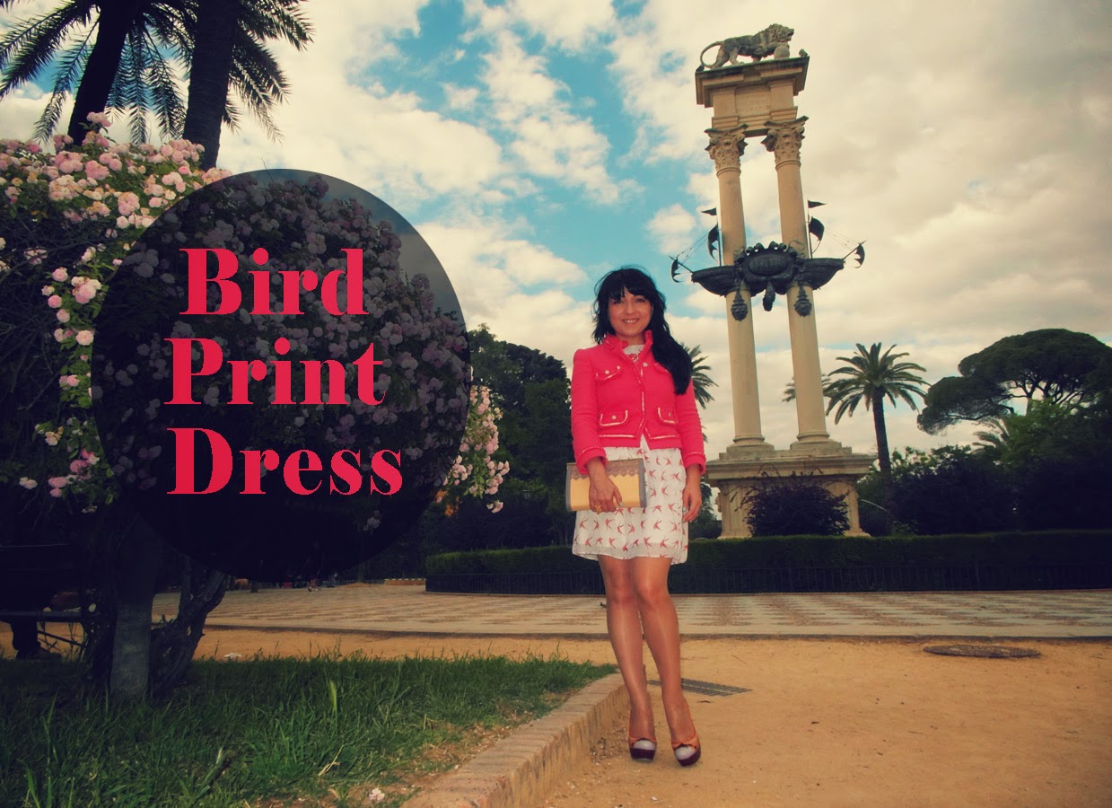 bird+print+dress