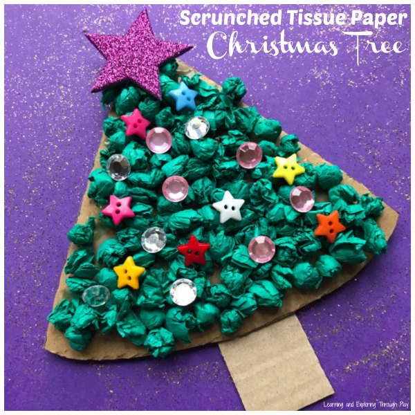 Christmas Tree Craft Using Tissue Paper - Buggy and Buddy