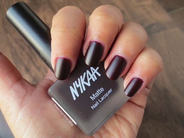 Nykaa Black Cherry Pie Matte Dark Plum Nail Polish Swatch Nykaa Black Cherry Pie Matte Dark Plum Nail Polish Swatch