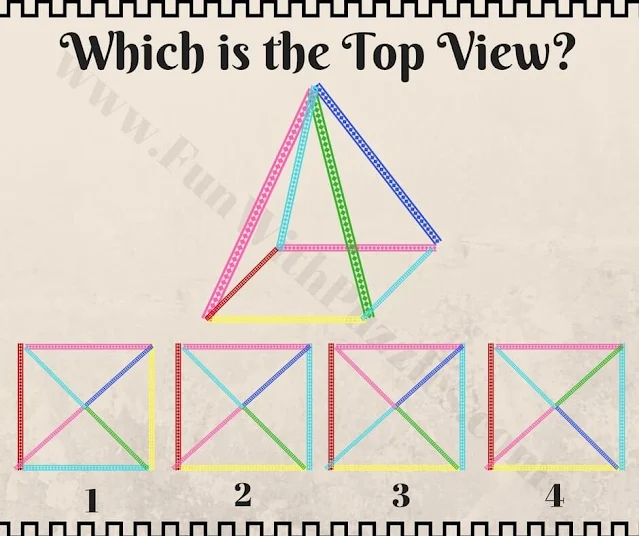 Spatial Reasoning Puzzles: Picture puzzle to find top view of pyramid