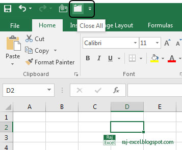 Raj Excel: Close All file on a single click in Excel 2013 and 2016