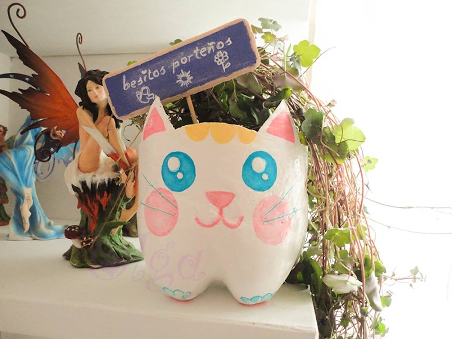 maceta gato - flower cat - pintura pizarra chalk paint 