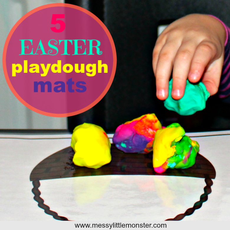 Free printable Easter playdough mats for kids.  Toddlers and preschoolers will love this Spring play dough activity. 
