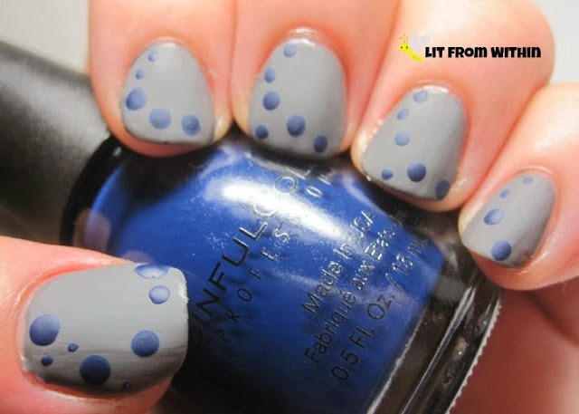 First set of dots in a matte dark blue - Sinful Colors Cold Leather