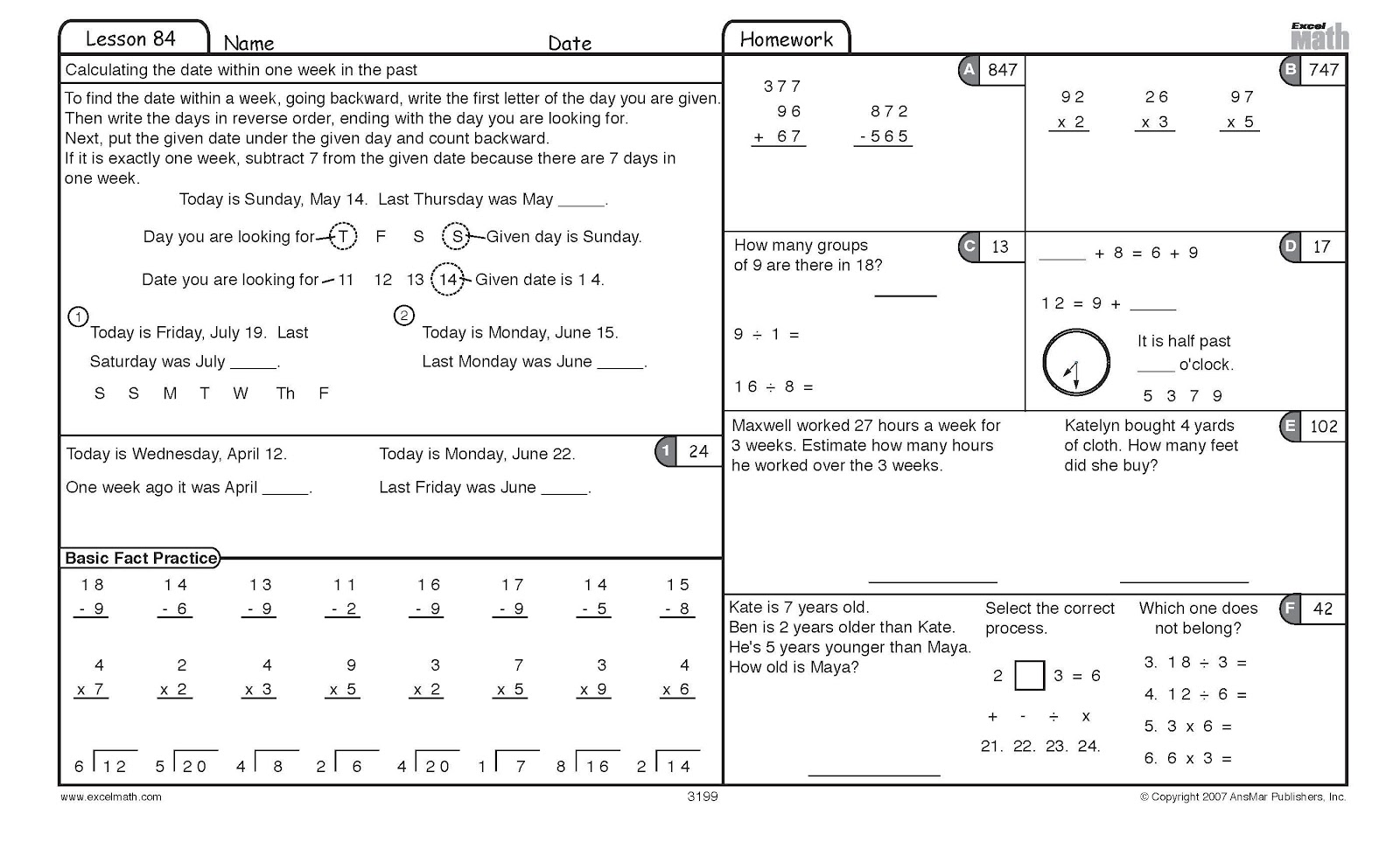 Excel Math: 05/01/2012 - 06/01/2012