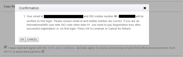 picture of submit message on IRCTC registration form
