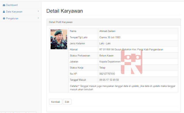melihat detail profile karyawan melihat detail profile karyawan