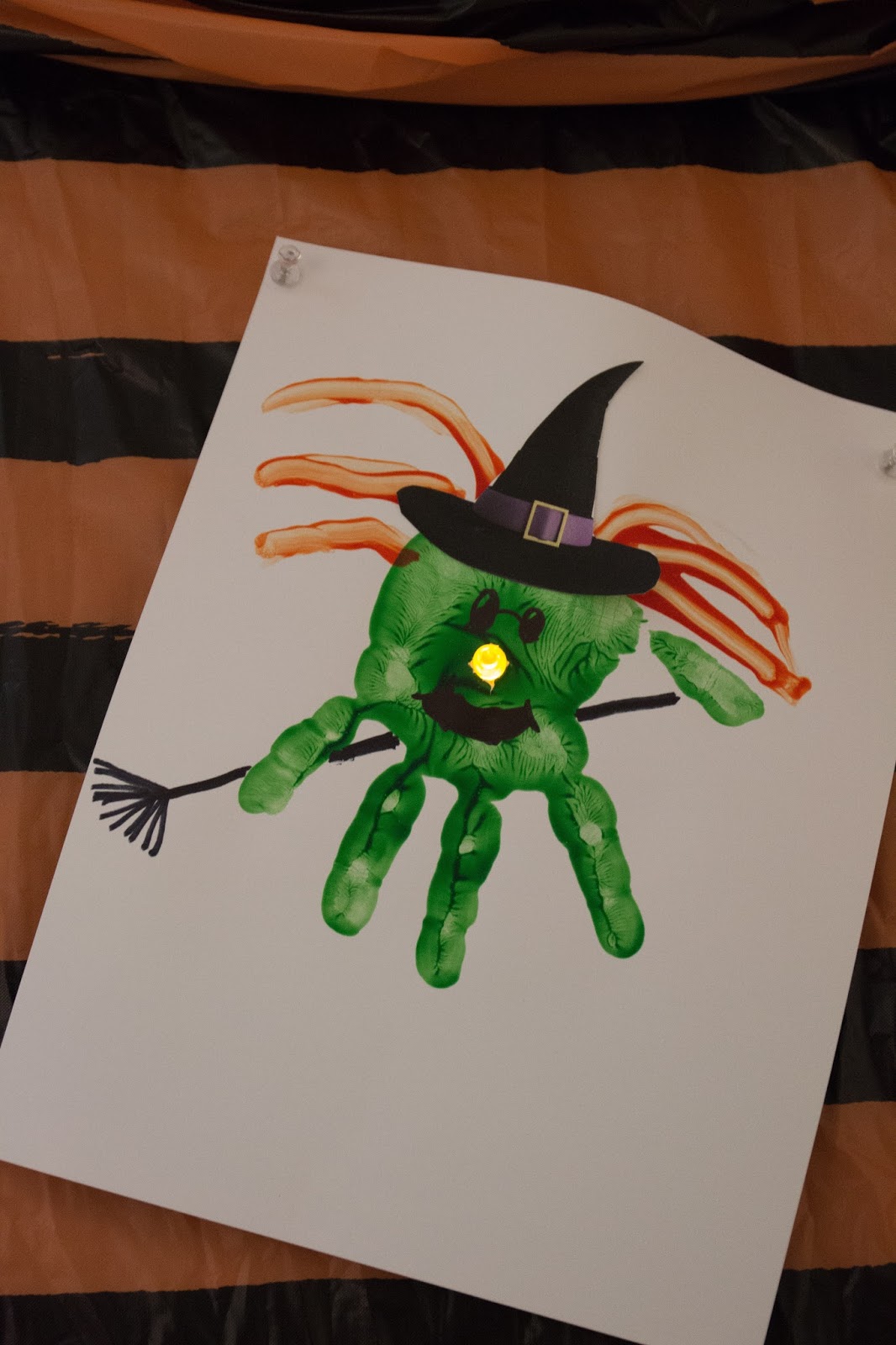 Teach Them To Fly: Handprint Witches with Light Up Noses