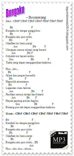 Lirik Lagu Boomerang Bungaku - Arsia Lirik
