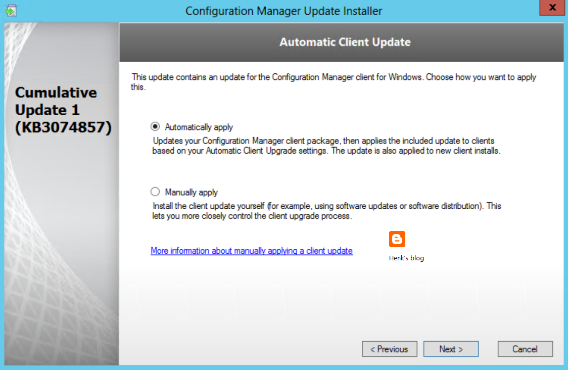 Updating configuration file. Automatic updates. SCCM. System Center configuration Manager. Client installer.