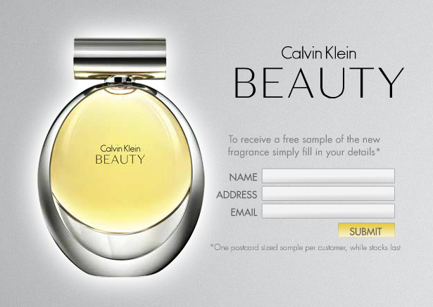 formulaire Échantillon Gratuit du parfum Beauty de Calvin Klein à recevoir chez vous