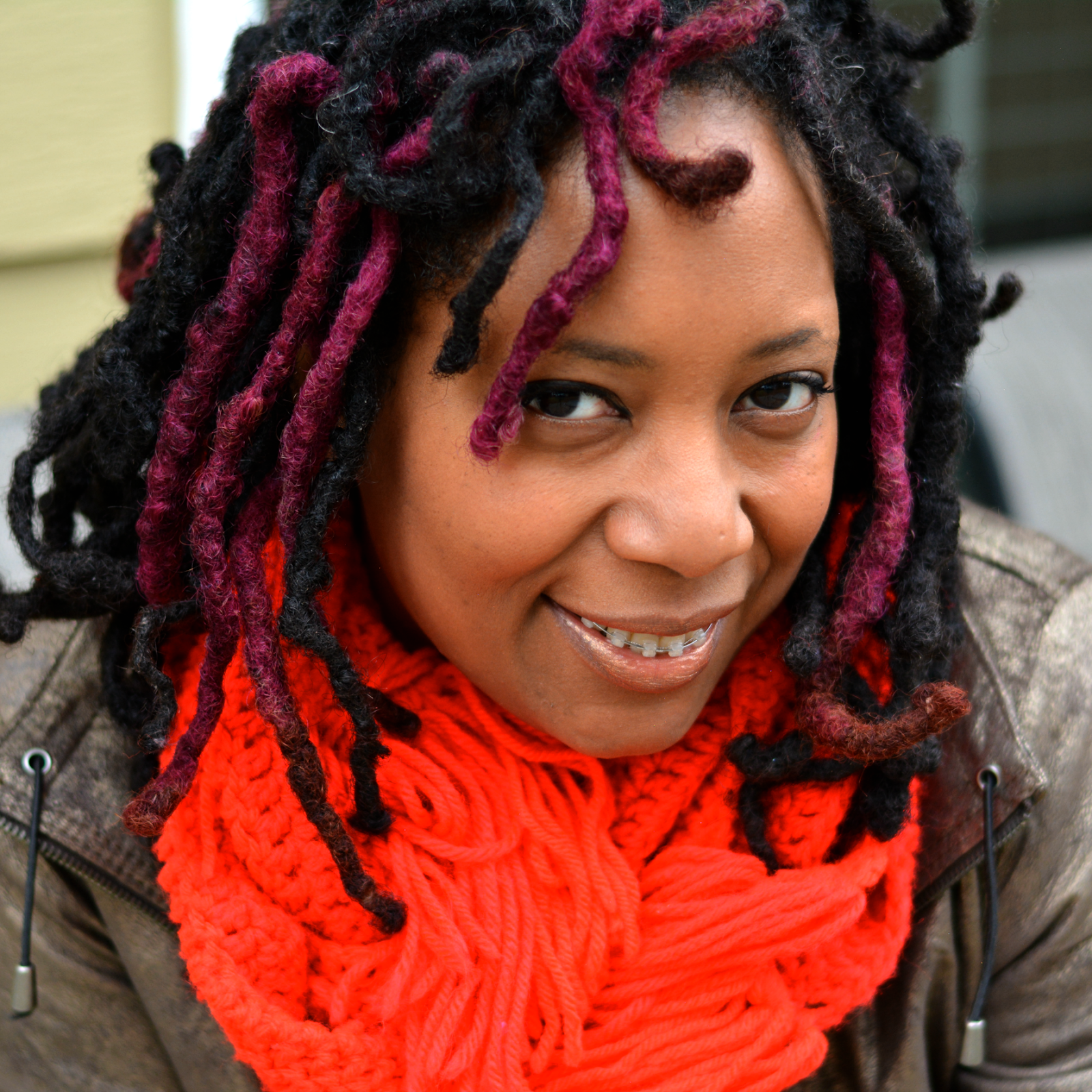 red scarf with animal print