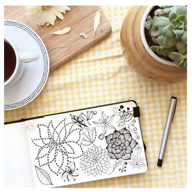 sketchbooks, botanical designs, flower drawings, Barbie McGuire