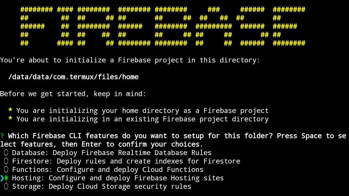 Firebaseの初期化で「FIREBASE」と表示されたコンピューター