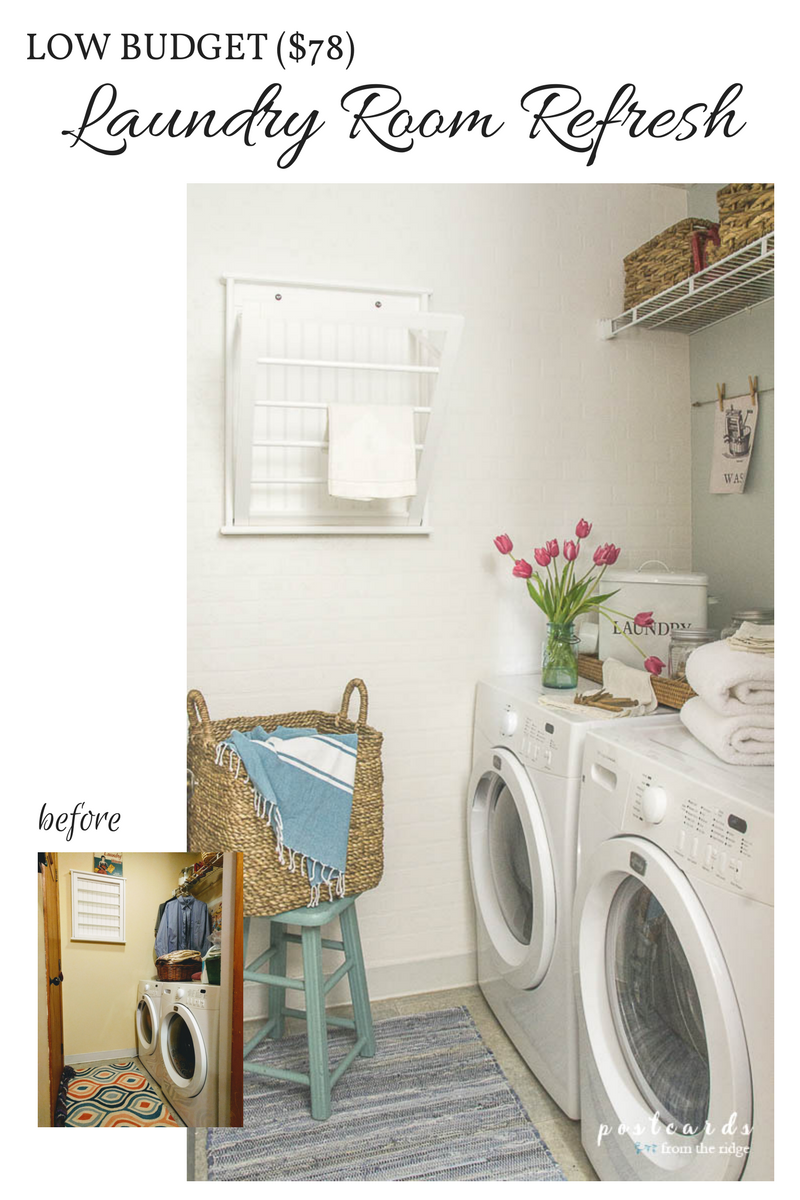 Small Laundry Room Refresh - $100 Room Challenge | Postcards from the Ridge