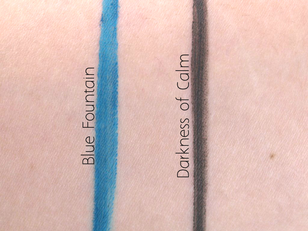 MAC Guo Pei Fluidline Gel Eyeliners in "Darkness of Calm" & "Blue Fountain": Review and Swatches