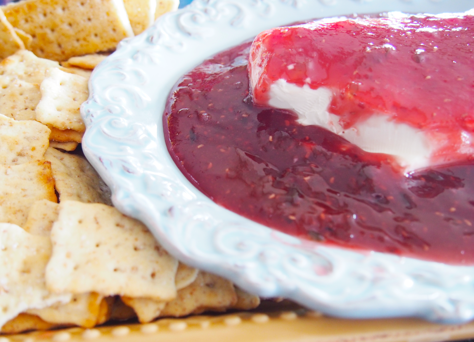 Spicy Raspberry Cream Cheese Cracker Dip Parties and Patterns