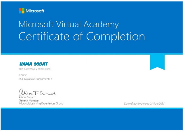 Sertifikat Dari Microsoft Virtual Academy