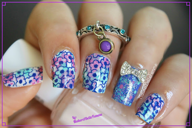 Blue flower nail art Blue flower nails