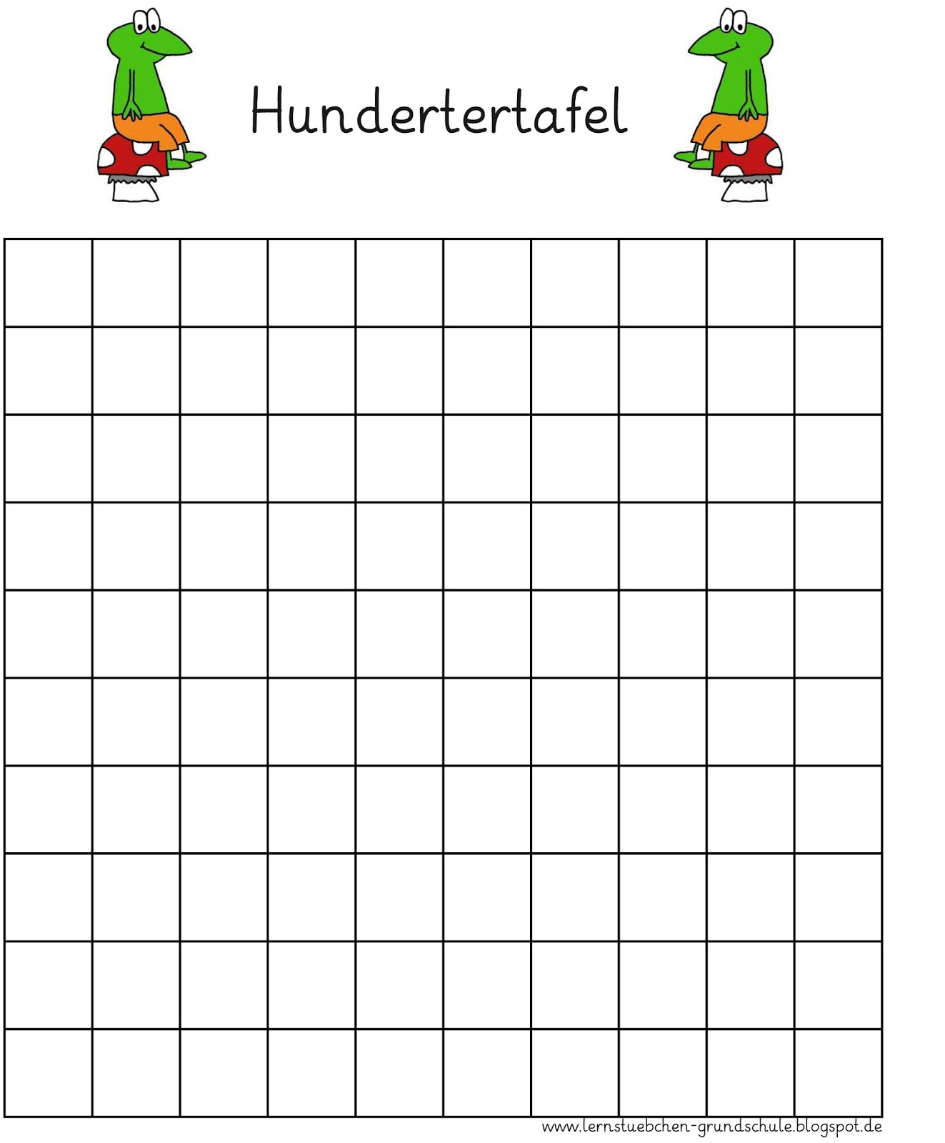 Lernstübchen: Hundertertafel ohne Zahlen