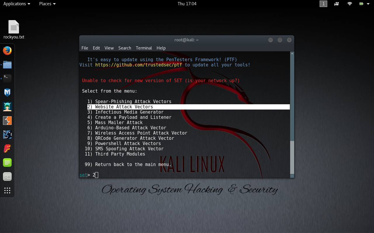 kali social engineering toolkit phishing page
