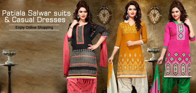 Dhoti Style Punjabi Patiala Salwar Suits For College Girls Online Shopping