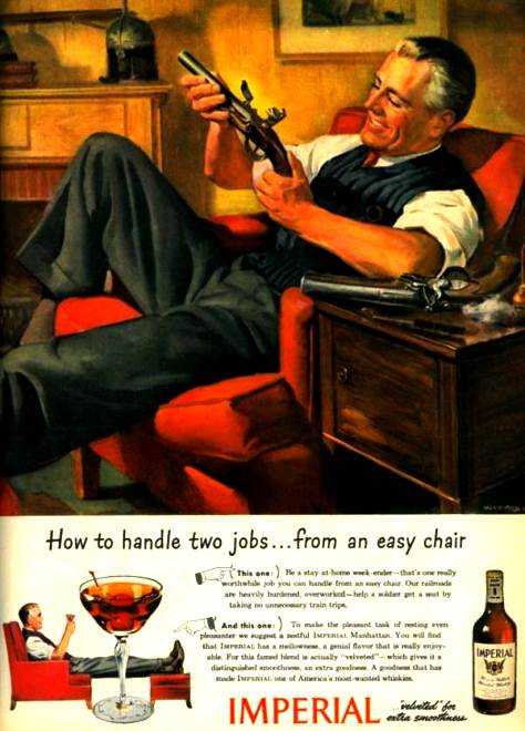 Propaganda da Bebida Imperial que misturava o consumo da bebida alcoólica com o porte de arma.