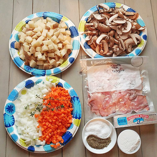 Potato, Mushroom, and Ham Soup