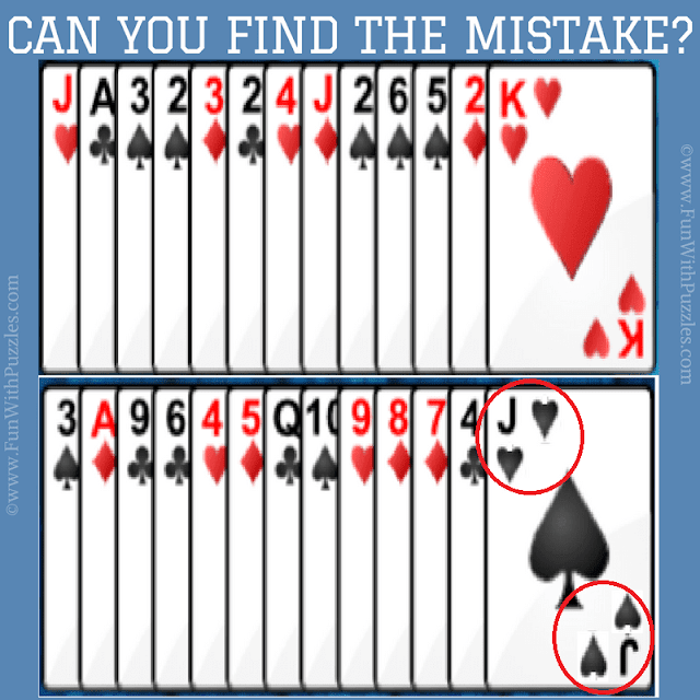 Spot the Card Mistake Picture Puzzle Answer