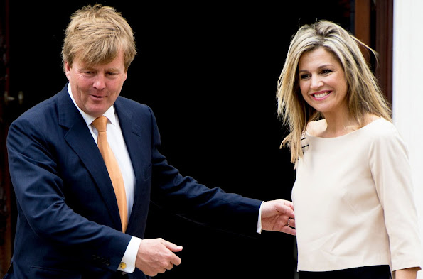 Queen Maxima and King Willem-Alexander with Embassador Bekink attend dinner about foreign policy priorities (Denktank) at the Dutch Embassy in Washington