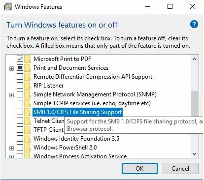 turn windows features ON or Off