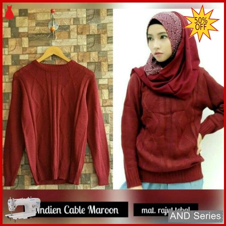 AND211 Sweater Wanita Rajut Andien Cable Merah BMGShop