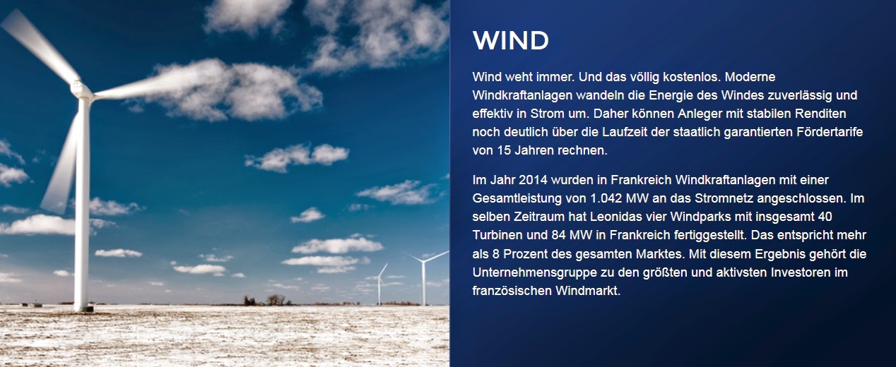 Leonidas Associates Windkraft XVI XVII Frankreich Wind Bewertung Rendite Steuer Vergleich Umweltfonds hochrentabel 2015 Prospekt Beitritt Rabatt günstig seriös