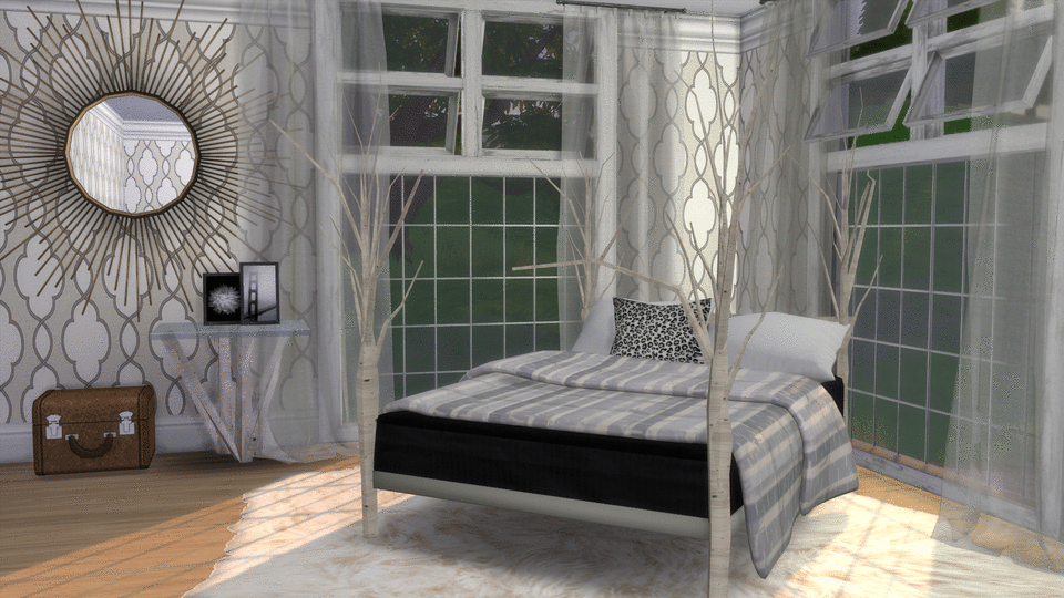 Sims 4 Wonderland Birch Tree Bed Frame & Endtable