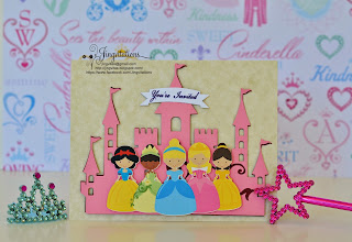 Princess Tiana, Snow_White, Belle, Sleeping_Beauty, Cinderella Castle Birthday Invitaciones Convites