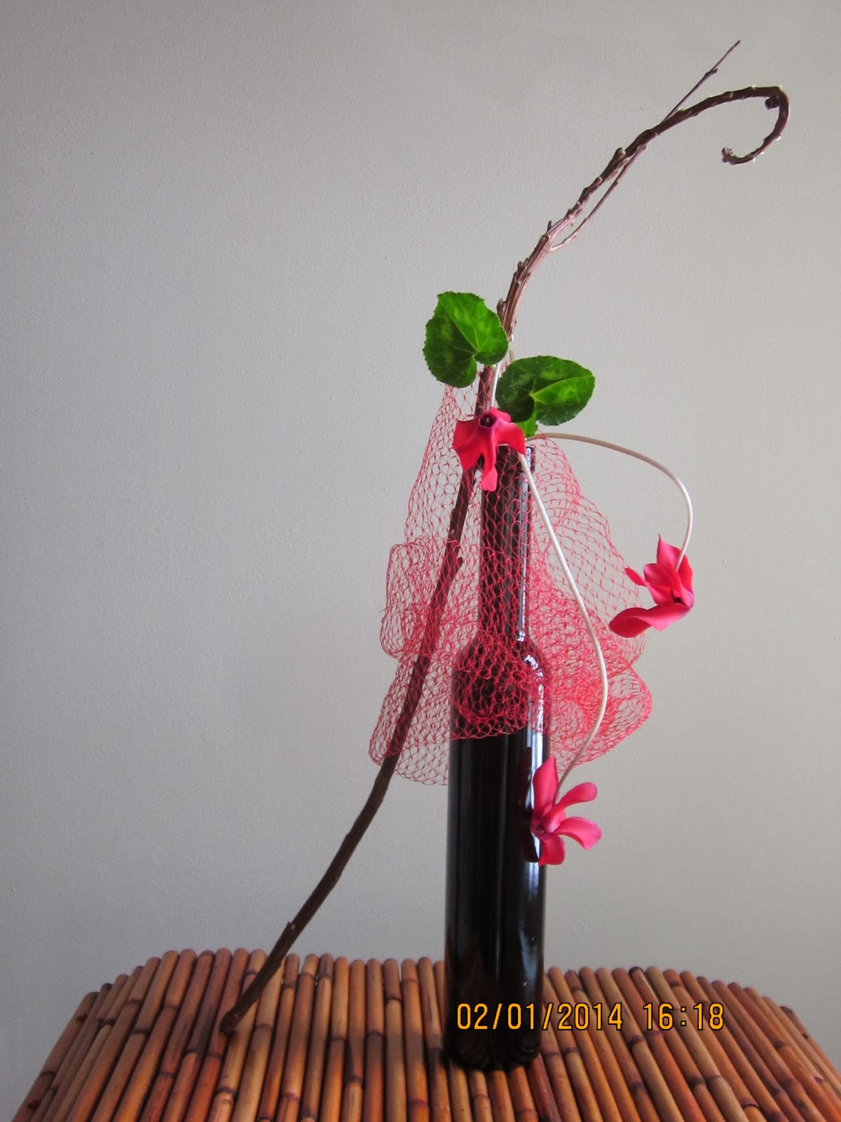 Orchids and Ikebana Free Style Using Both Fresh and Unconventional