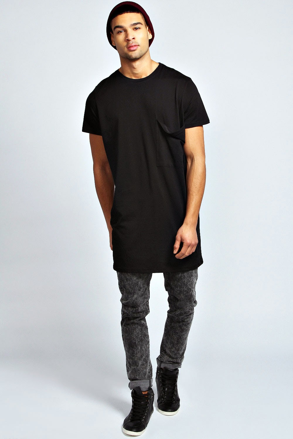 Camisa comprida preta Clearance