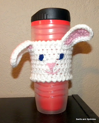 Swirls and Sprinkles: free crochet Easter bunny coffee Kozie pattern